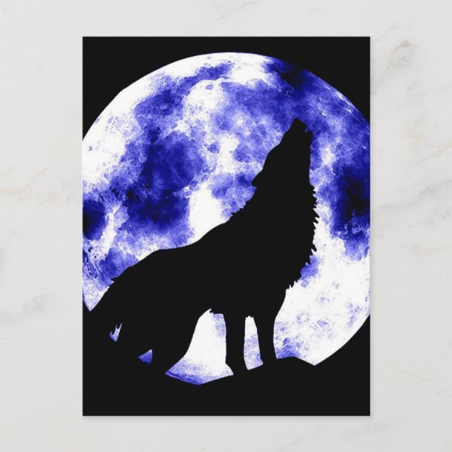 Howling Wolf at Moon Holiday Postcard (Front)