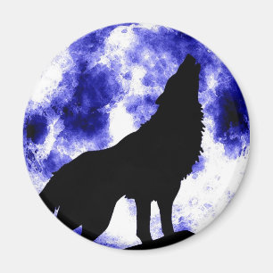 Howling Wolf at Moon Magnet