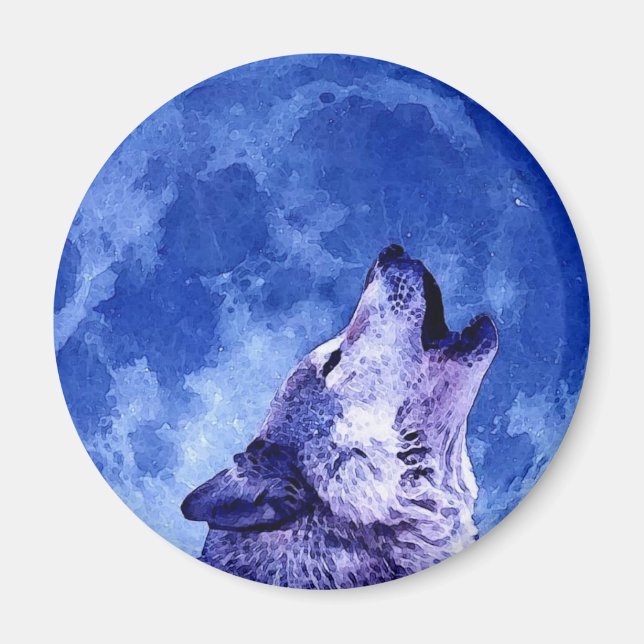 Howling Wolf at Moon Magnet (Front)