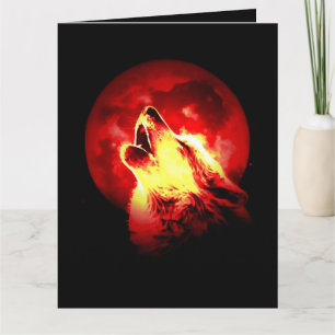 Howling Wolf at Red Night Card