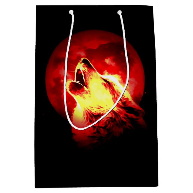 Howling Wolf at Red Night Matte Medium Gift Bag (Front)
