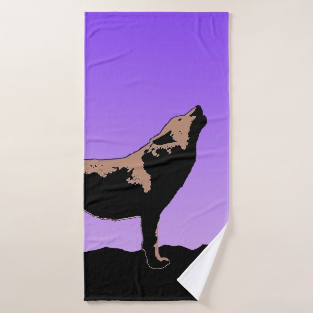 Howling Wolf at Sunset  - Original Wildlife Art Bath Towel Set (Bath Towel)