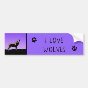 Howling Wolf at Sunset  - Original Wildlife Art Bumper Sticker
