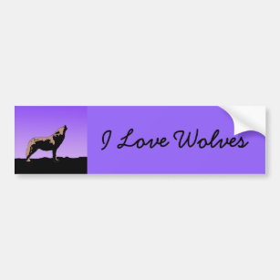 Howling Wolf at Sunset  - Original Wildlife Art Bumper Sticker