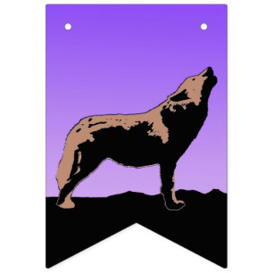 Howling Wolf at Sunset - Original Wildlife Art Bunting