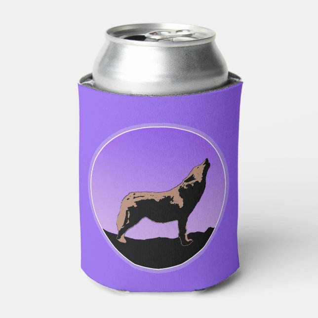 Howling Wolf at Sunset  - Original Wildlife Art Can Cooler (Can Front)