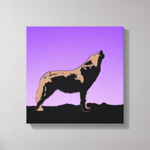 Howling Wolf at Sunset  - Original Wildlife Art Canvas Print