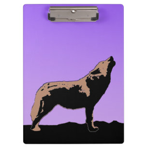 Howling Wolf at Sunset  - Original Wildlife Art Clipboard