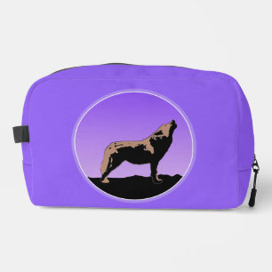 Howling Wolf at Sunset  - Original Wildlife Art Dopp Kit