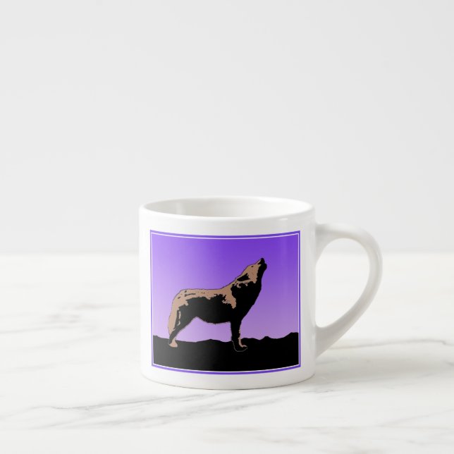 Howling Wolf at Sunset  - Original Wildlife Art Espresso Cup (Right)