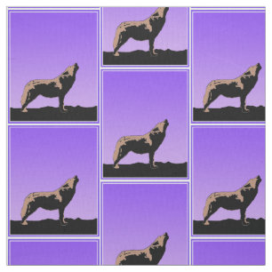 Howling Wolf at Sunset - Original Wildlife Art Fabric