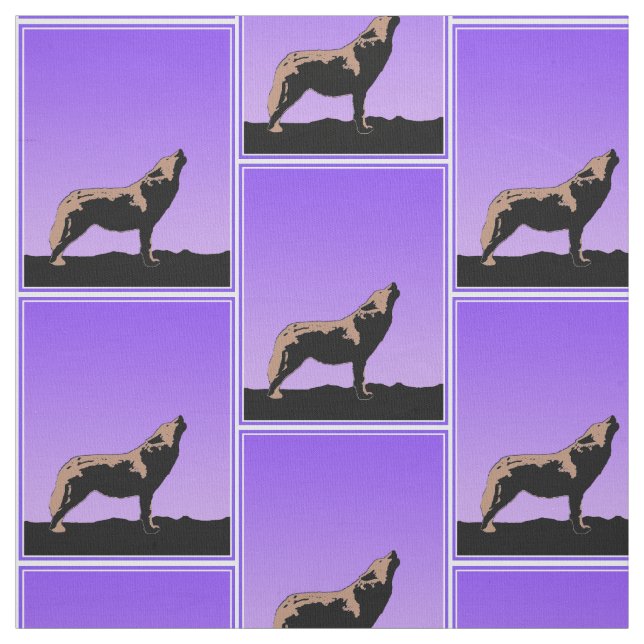 Howling Wolf at Sunset  - Original Wildlife Art Fabric (Swatch)