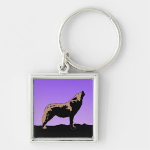 Howling Wolf at Sunset - Original Wildlife Art Key Ring