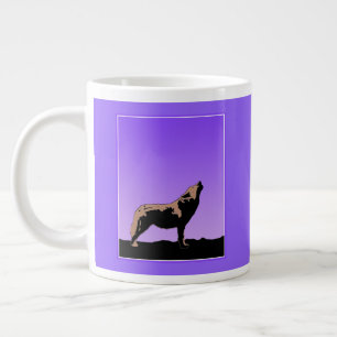 Howling Wolf at Sunset  - Original Wildlife Art Large Coffee Mug