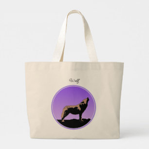 Howling Wolf at Sunset  - Original Wildlife Art Large Tote Bag