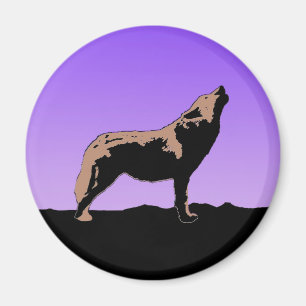 Howling Wolf at Sunset - Original Wildlife Art Magnet