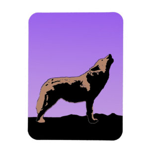 Howling Wolf at Sunset  - Original Wildlife Art Magnet