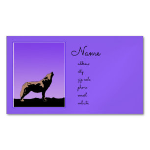 Howling Wolf at Sunset - Original Wildlife Art Magnetic Business Card