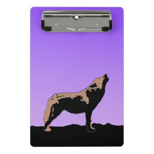 Howling Wolf at Sunset - Original Wildlife Art Mini Clipboard