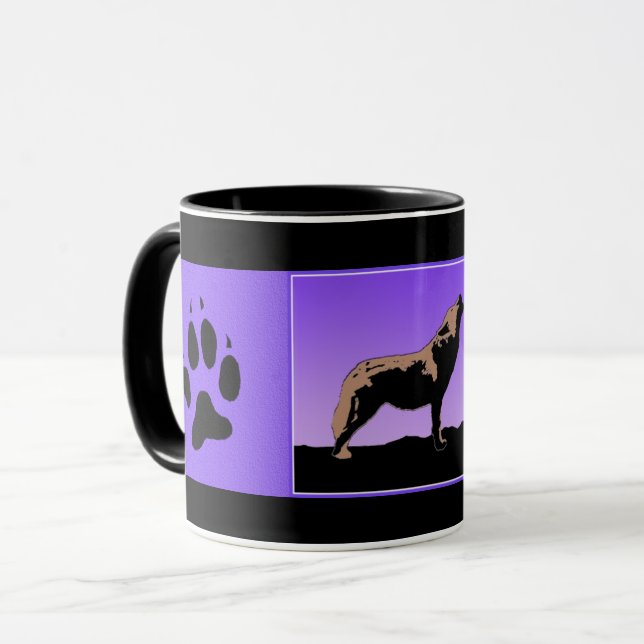 Howling Wolf at Sunset  - Original Wildlife Art Mug (Front Left)