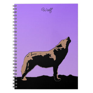 Howling Wolf at Sunset - Original Wildlife Art No Notebook