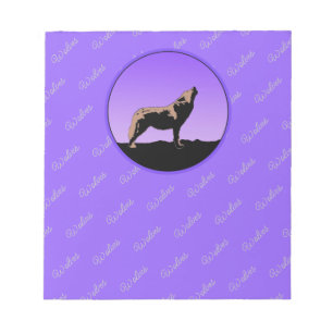 Howling Wolf at Sunset - Original Wildlife Art Notepad