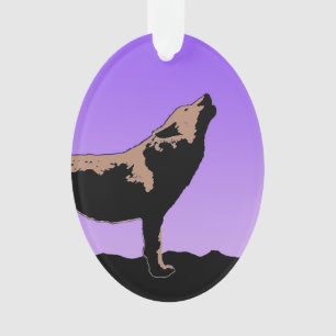 Howling Wolf at Sunset  - Original Wildlife Art Ornament