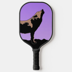 Howling Wolf at Sunset - Original Wildlife Art Pickleball Paddle