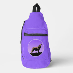 Howling Wolf at Sunset  - Original Wildlife Art Sling Bag