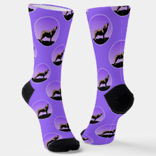 Howling Wolf at Sunset - Original Wildlife Art Socks