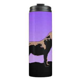 Howling Wolf at Sunset - Original Wildlife Art Thermal Tumbler