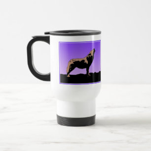 Howling Wolf at Sunset - Original Wildlife Art Travel Mug