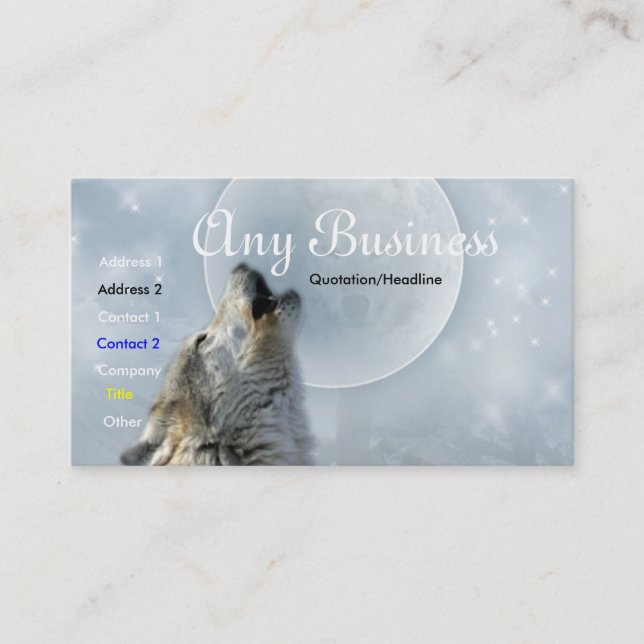 Howling Wolf busines card 02customizable (Front)