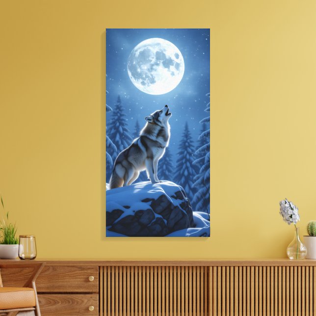 Howling Wolf  Canvas Print (Insitu(LivingRoom))