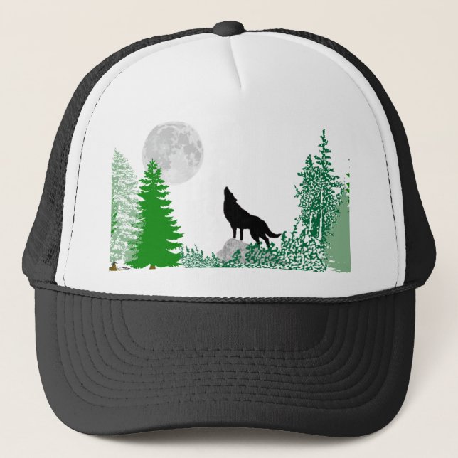 Howling Wolf Close Up Trucker Hat (Front)