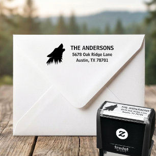 Howling Wolf Custom Return Address Self-inking Stamp
