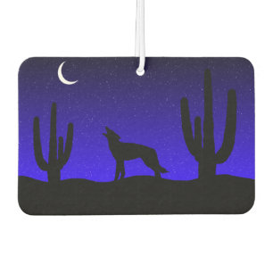 Howling Wolf Desert Night Silhouette Car Air Freshener