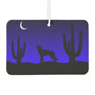 Howling Wolf Desert Night Silhouette Car Air Freshener