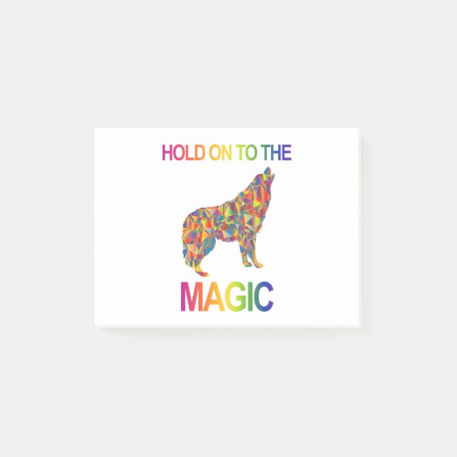 Howling wolf design  hold onto the magic moon post-it notes (Front)