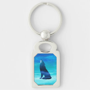 Howling Wolf for Wolf Lovers  Key Ring