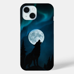 Howling Wolf Full Moon Aurora Phone Case