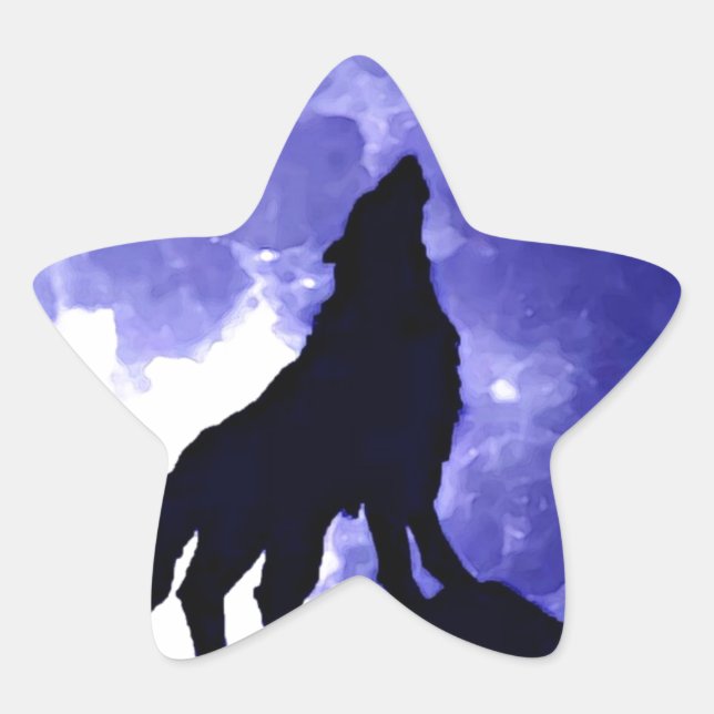 Howling Wolf & Fullmoon Star Sticker (Front)