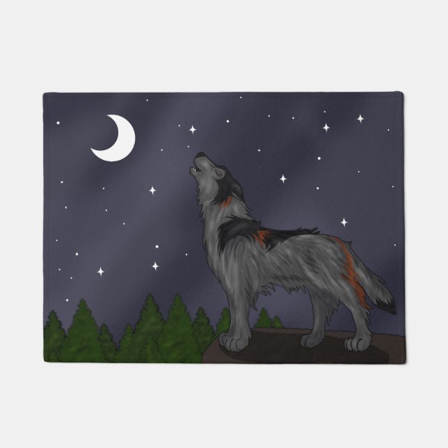 Howling Wolf (Grey) Doormat (Front)