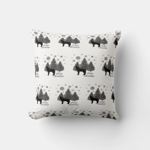 Howling Wolf Happy Howlidays Leopard Pattern Snow Cushion