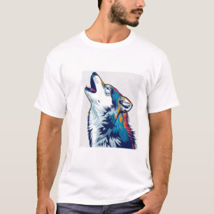 Howling Wolf Head – Colourful Wild Spirit T-Shirt