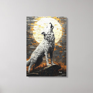 Howling Wolf in Dynamic Impasto Style Canvas Print