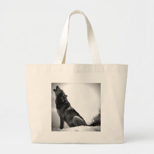 Howling Wolf in Snow Large Tote Bag