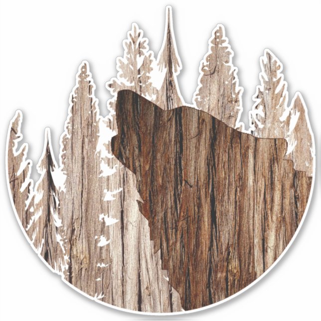 Howling Wolf In Textured Wood (Front)