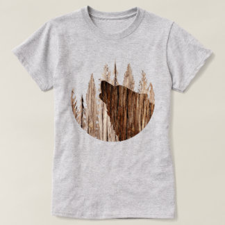 Howling Wolf In Textured Wood T-Shirt