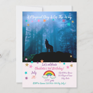 Howling Wolf in Wilderness Invitation